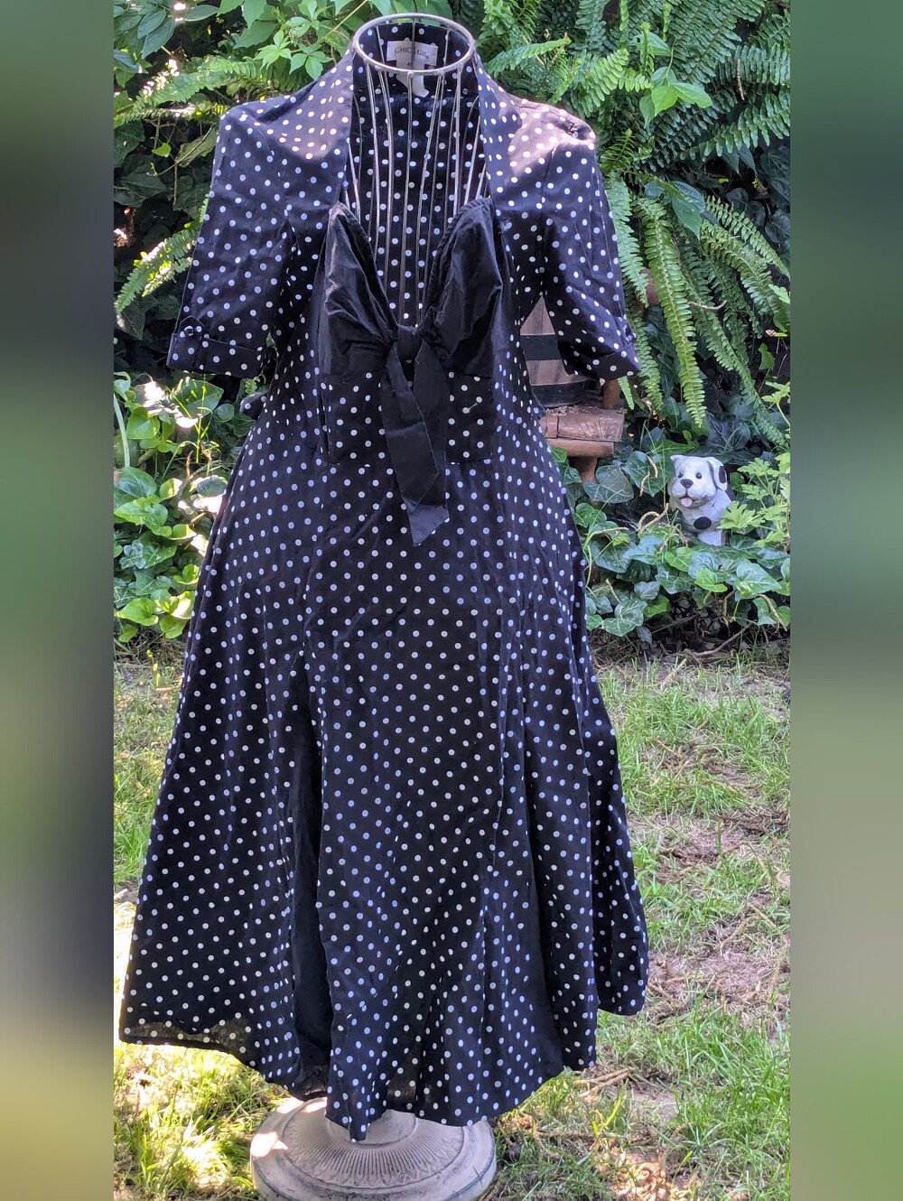 Chicstar Retro Polka-dot Swing Dress – all black Sz 40 /8